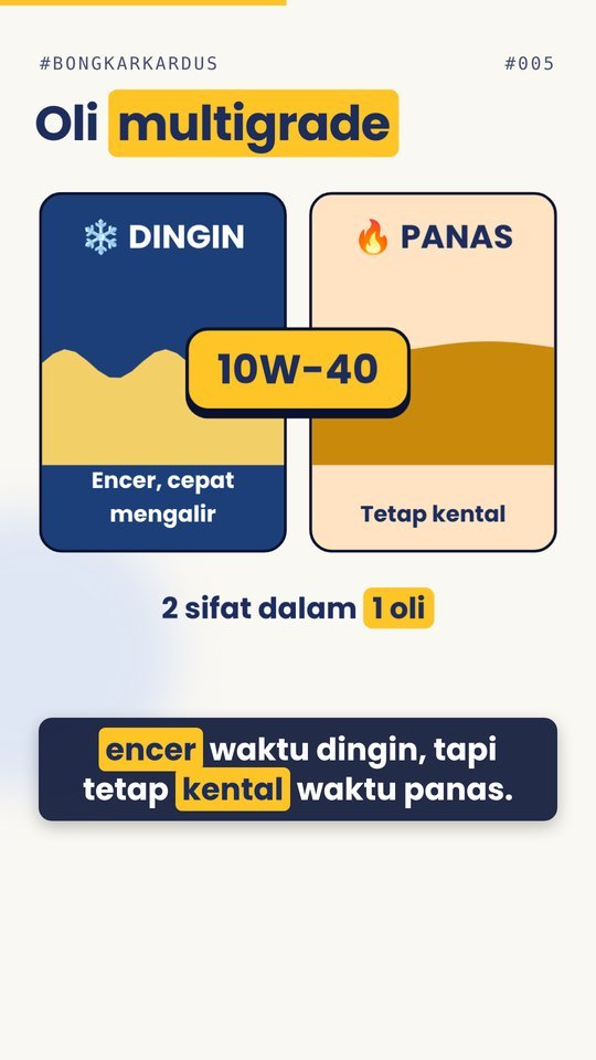 Ilustrasi oli multigrade: encer saat dingin, tetap kental saat panas
